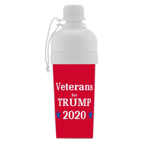 Custom sports bottle for kids personalized with "Veterans for Trump 2020" design