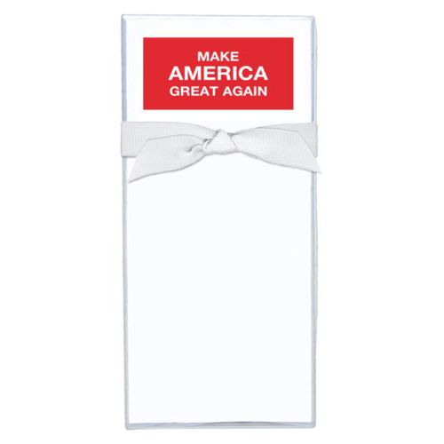 Note sheets personalized with "Make America Great Again" design on red