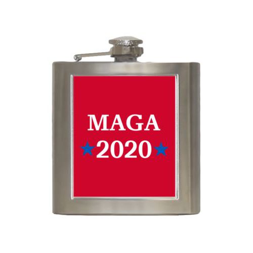 Durable steel flask personalized with "MAGA 2020" design
