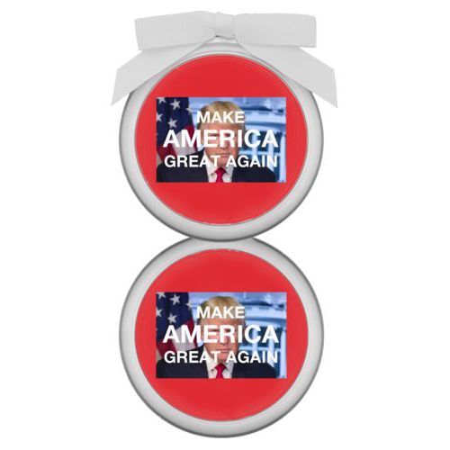 Personalized ornament personalized with Trump photo and "Make America Great Again" design