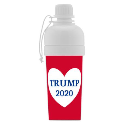 Custom sports bottle personalized with "Trump 2020" in heart design