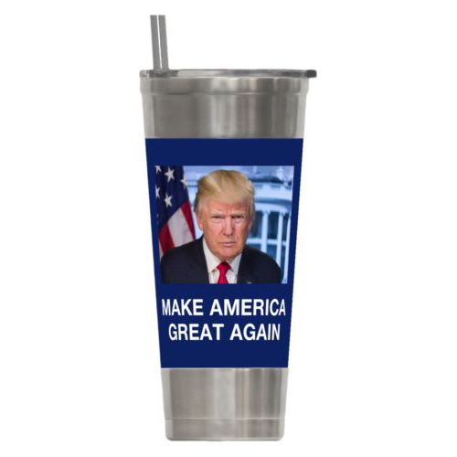 24oz insulated steel tumbler personalized with Trump photo with "Make America Great Again" design