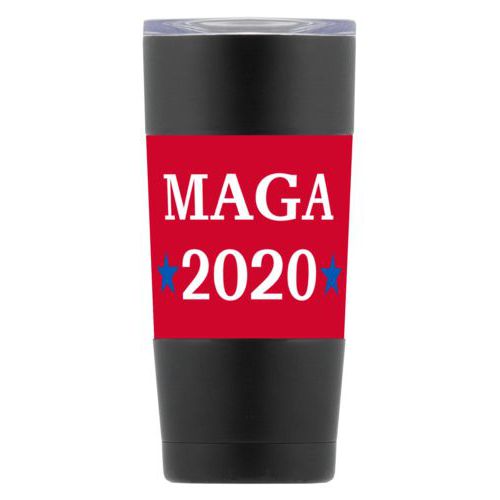 20oz vacuum insulated steel mug personalized with "MAGA 2020" design