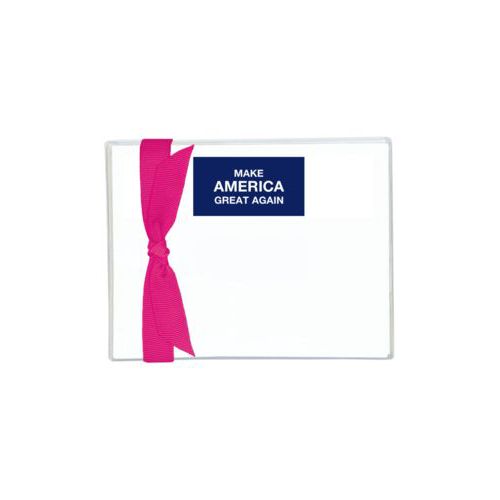 Flat cards personalized with "Make America Great Again" design on blue