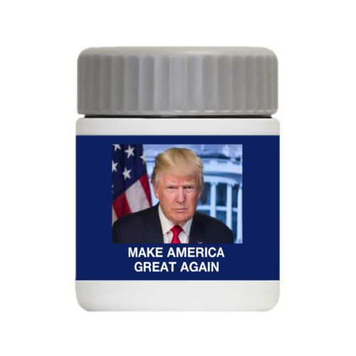 Personalized 12oz food jar personalized with Trump photo with "Make America Great Again" design