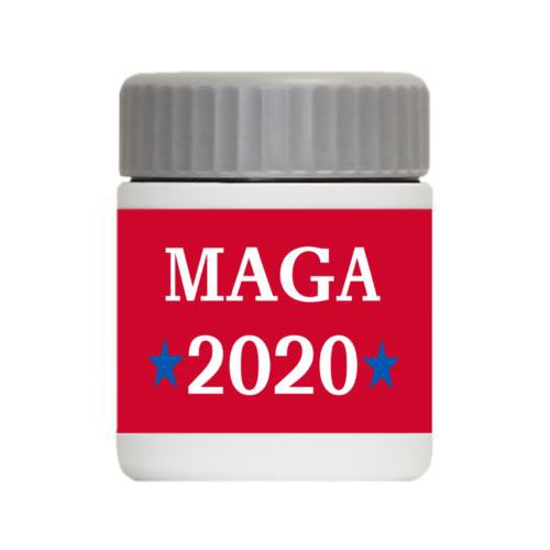 Personalized 12oz food jar personalized with "MAGA 2020" design