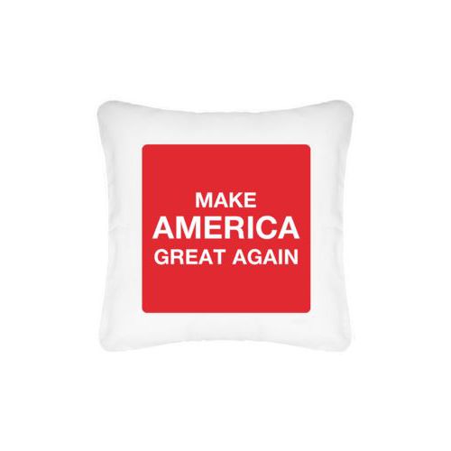 Personalized pillow personalized with "Make America Great Again" design on red