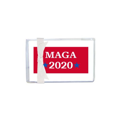 Enclosure cards personalized with "MAGA 2020" design