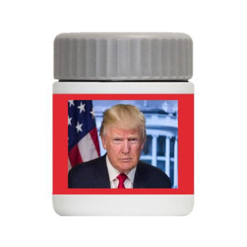 Personalized 12oz food jar personalized with Trump photo design