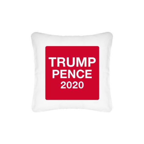 Personalized pillow personalized with "Trump Pence 2020" on red design