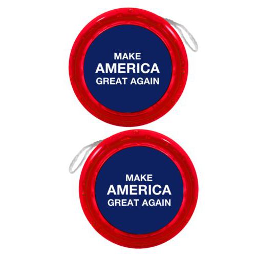 Personalized yoyo personalized with "Make America Great Again" design on blue