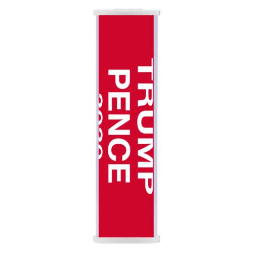 Personalized portable phone charger personalized with "Trump Pence 2020" on red design
