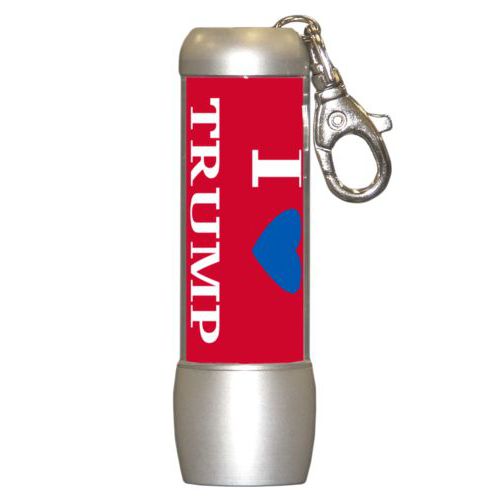 Handy custom photo flashlight personalized with "I Love TRUMP" design
