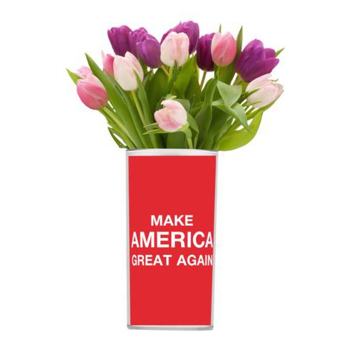 Custom vase personalized with "Make America Great Again" design on red