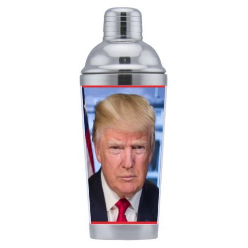 Custom coctail shaker personalized with Trump photo design