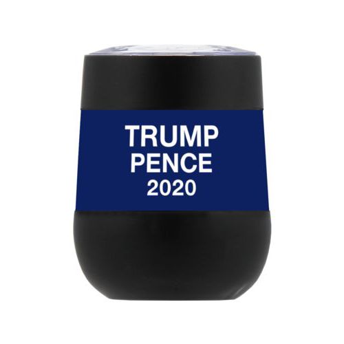 Personzlized insulated steel 8oz cup personalized with "Trump Pence 2020" on blue design