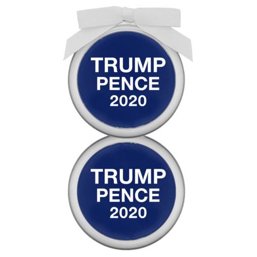 Personalized ornament personalized with "Trump Pence 2020" on blue design