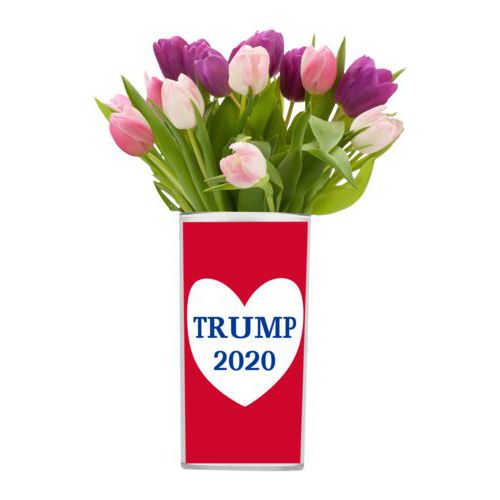 Custom vase personalized with "Trump 2020" in heart design
