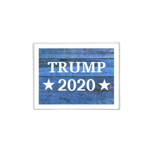 Note cards personalized with "Trump 2020" on blue wood grain design