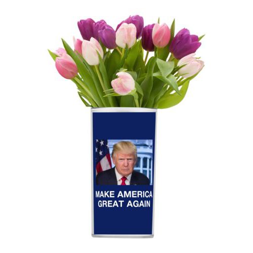 Custom vase personalized with Trump photo with "Make America Great Again" design