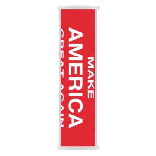 Battery backup phone charger personalized with "Make America Great Again" design on red