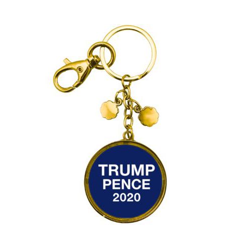 Custom keychain personalized with "Trump Pence 2020" on blue design