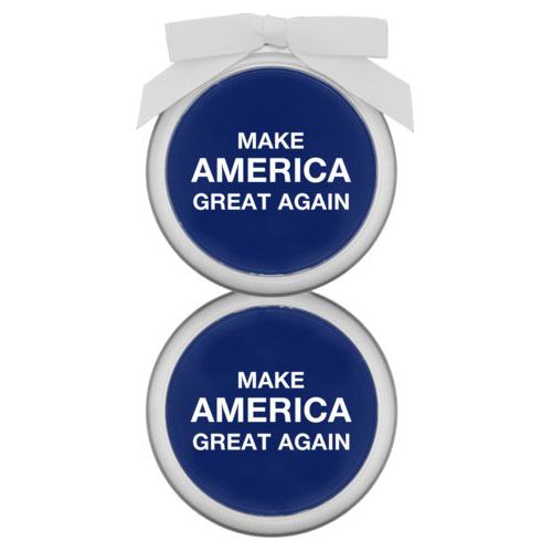 Personalized ornament personalized with "Make America Great Again" design on blue