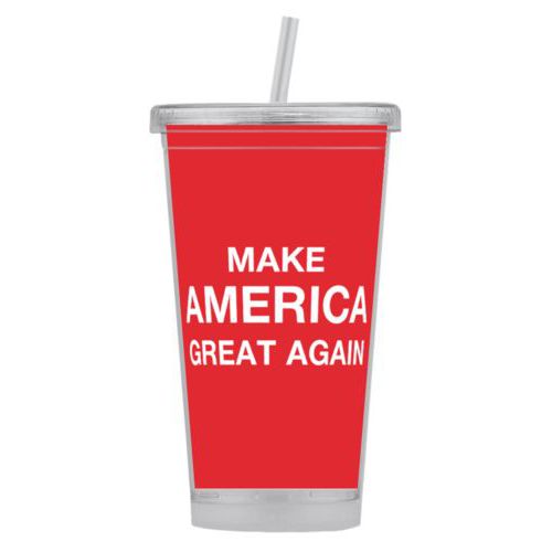 Tumbler personalized with "Make America Great Again" design on red