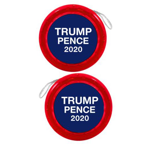 Personalized yoyo personalized with "Trump Pence 2020" on blue design