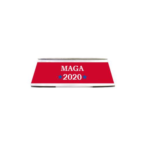 Stainless steel bowl in a melamine outer cover personalized with "MAGA 2020" design