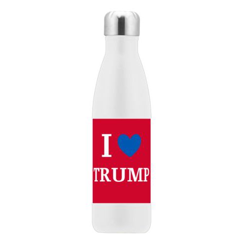 17oz insulated steel bottle personalized with "I Love TRUMP" design