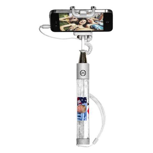 Personalized selfie stick personalized with "I Love Trump" with photo design