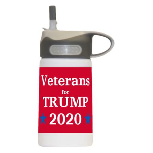 12oz insulated steel sports bottle personalized with "Veterans for Trump 2020" design