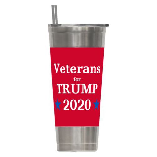 24oz insulated steel tumbler personalized with "Veterans for Trump 2020" design