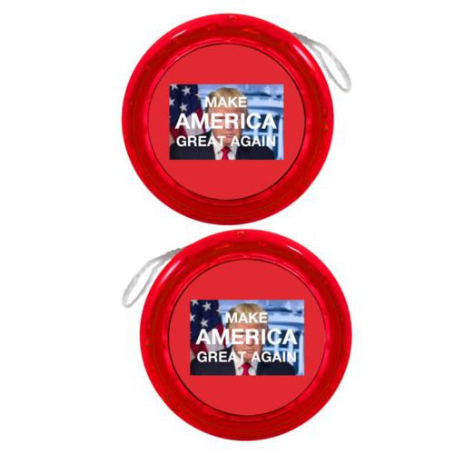 Personalized yoyo personalized with Trump photo and "Make America Great Again" design