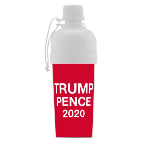 Custom sports bottle for kids personalized with "Trump Pence 2020" on red design