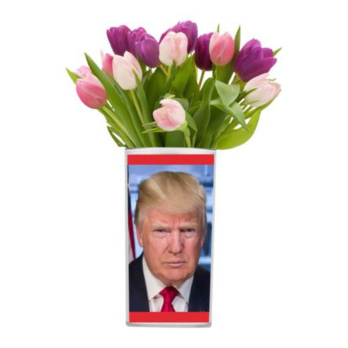 Custom vase personalized with Trump photo design