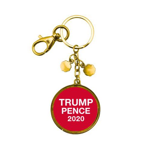 Custom keychain personalized with "Trump Pence 2020" on red design