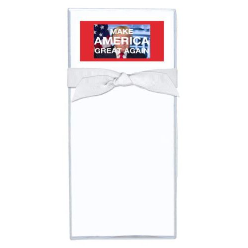 Note sheets personalized with Trump photo and "Make America Great Again" design