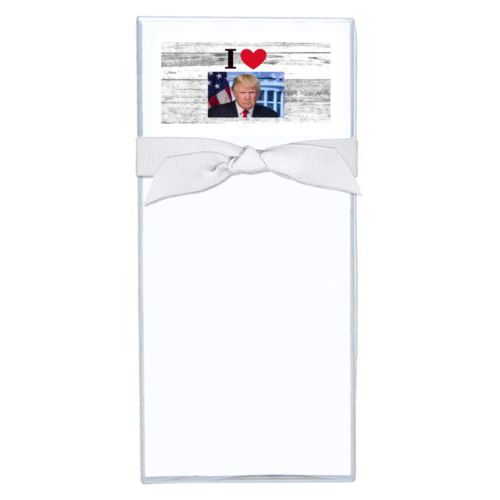 Note sheets personalized with "I Love Trump" with photo design