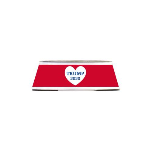 Stainless steel bowl in a melamine outer cover personalized with "Trump 2020" in heart design