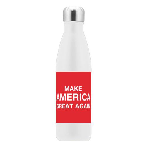 17oz insulated steel bottle personalized with "Make America Great Again" design on red
