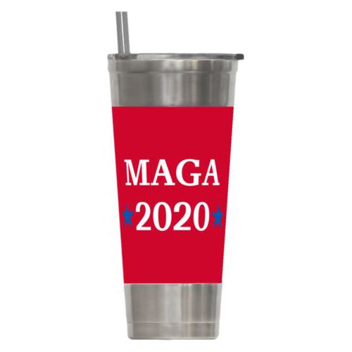 24oz insulated steel tumbler personalized with "MAGA 2020" design