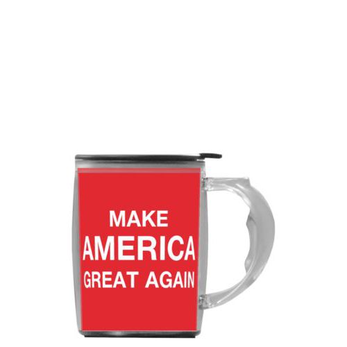 Personalized handle mug personalized with "Make America Great Again" design on red
