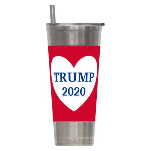 24oz insulated steel tumbler personalized with "Trump 2020" in heart design