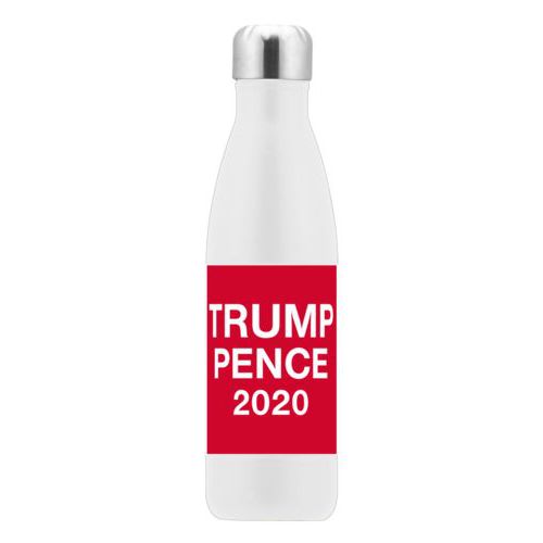 17oz insulated steel bottle personalized with "Trump Pence 2020" on red design