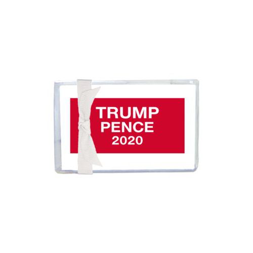 Enclosure cards personalized with "Trump Pence 2020" on red design