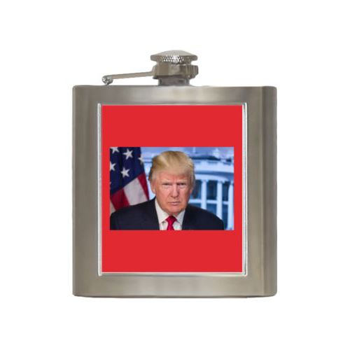 6oz steel flask personalized with Trump photo design