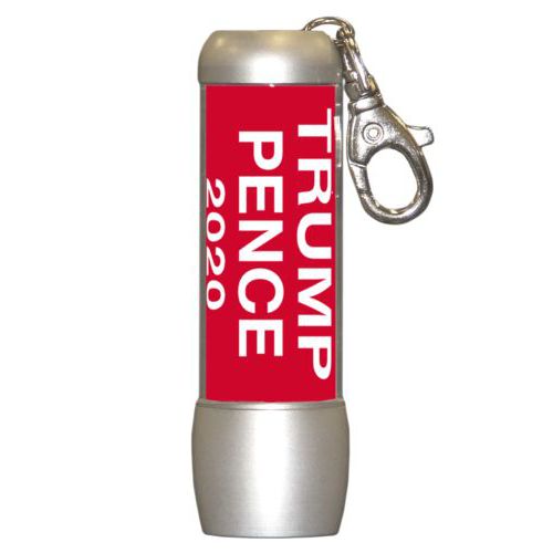 Handy custom photo flashlight personalized with "Trump Pence 2020" on red design