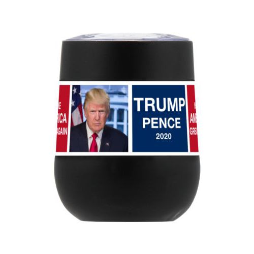 Personzlized insulated steel 8oz cup personalized with Trump photo with "Trump Pence 2020" and "Make America Great Again" tiled design